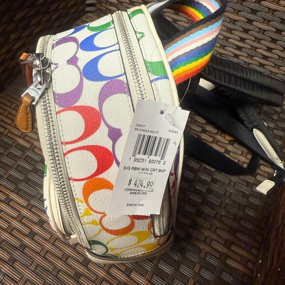 coach Mini Court Backpack In Rainbow Signature Canvas ck377